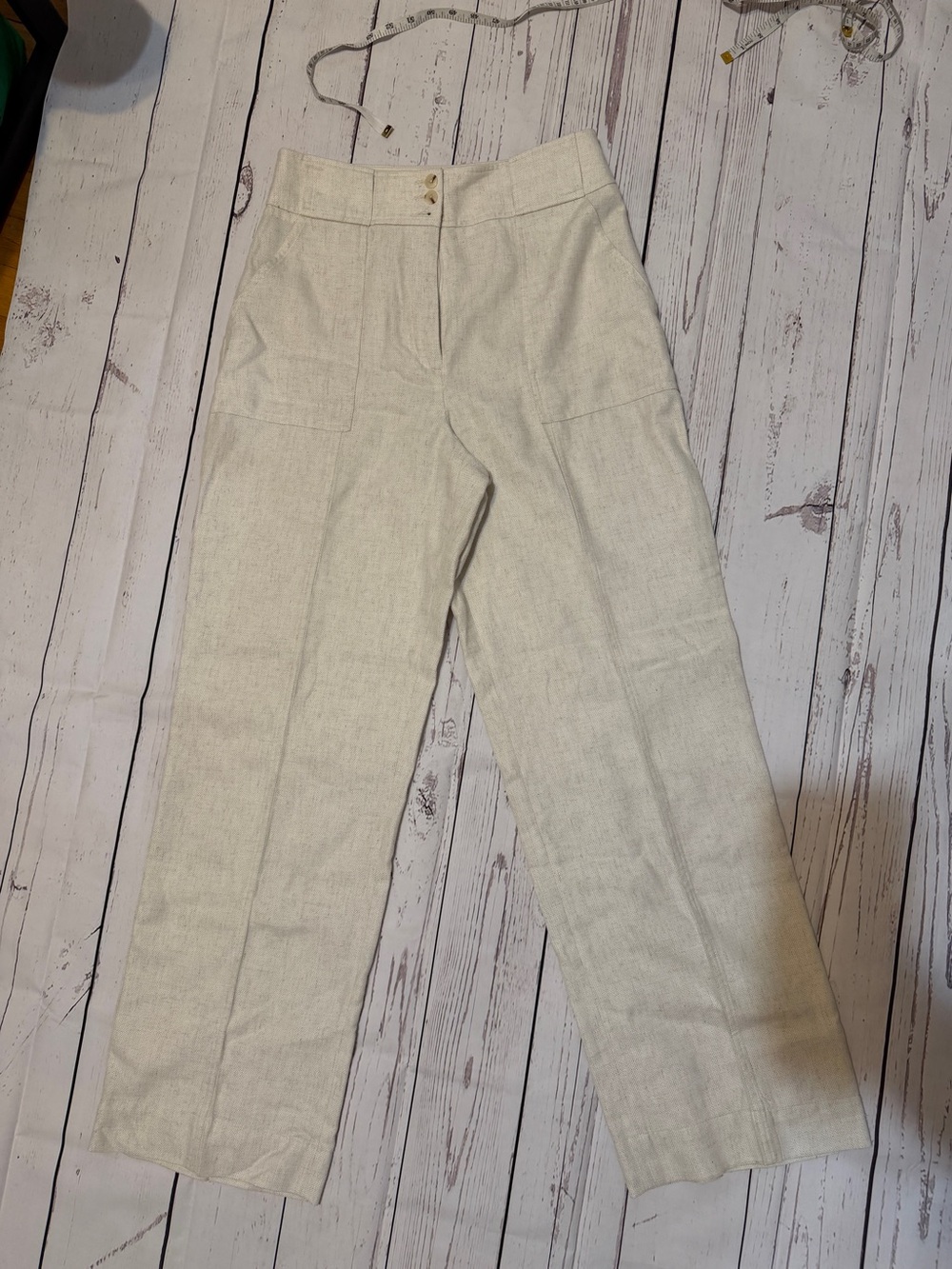 Express Wide-Leg High-Waist Pants in Light Cream